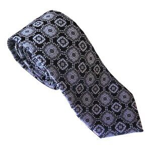 New Joseph Abboud Men's Silk Neck Tie Black & Silver Dressy Classic NWT $79.50